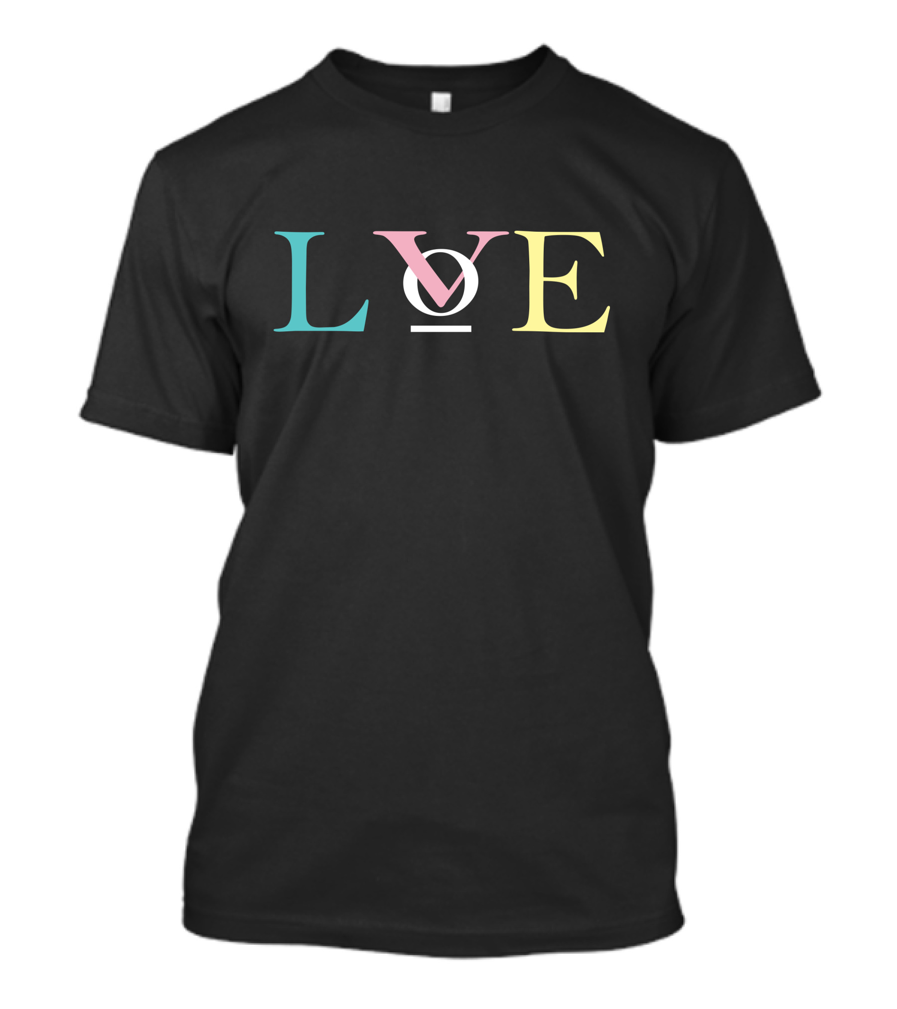 LOVE OV Letters With Pastel Colors And Circle T-Shirt