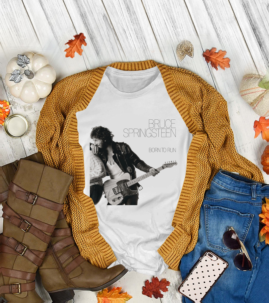 Bruce Springsteen Born To Run Double Sided Retro Music Iconography T-Shirt