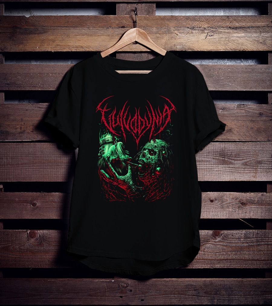 Vulvodynia Zombie Horror Art Blood Red And Green Helmet Creature T-Shirt