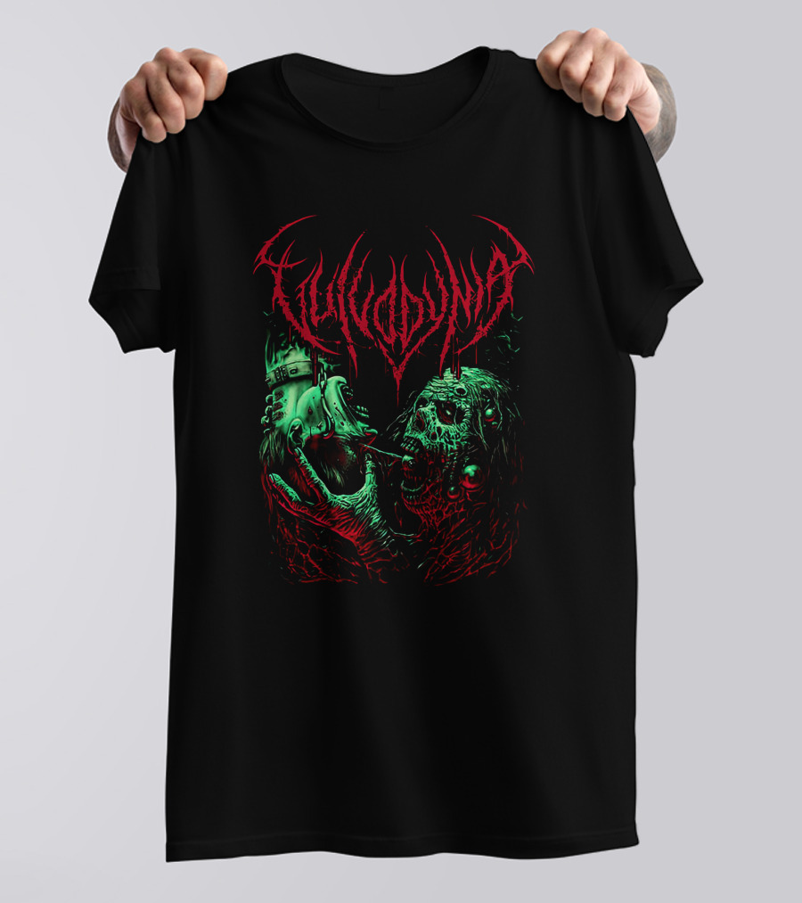 Vulvodynia Zombie Horror Art Blood Red And Green Helmet Creature T-Shirt