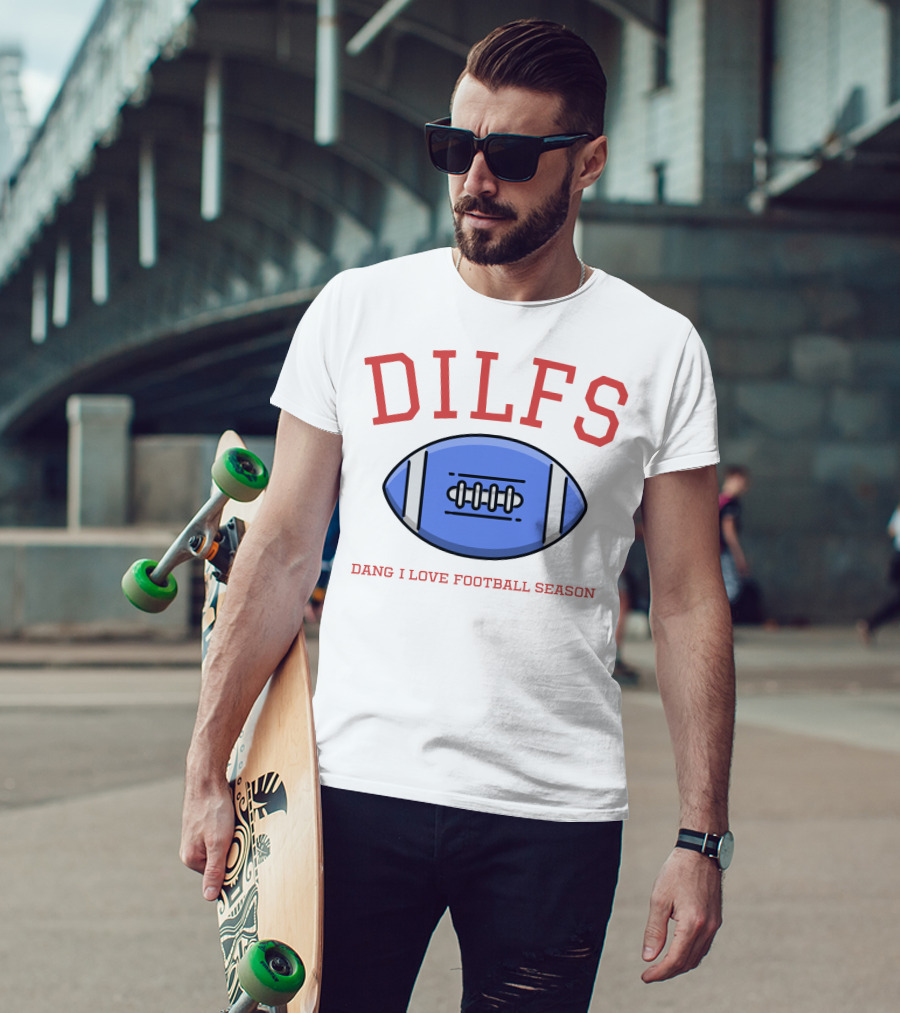 DILFS Football Blue Dang I Love Football Season T-Shirt