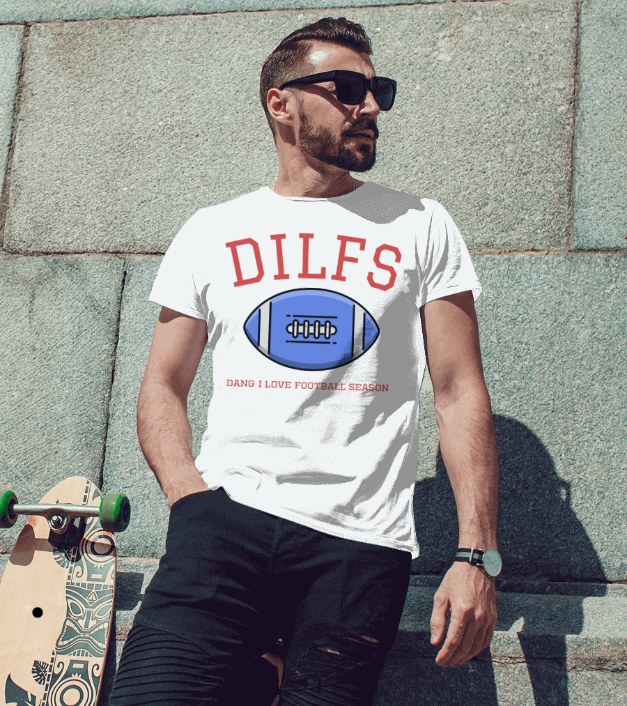 DILFS Football Blue Dang I Love Football Season T-Shirt