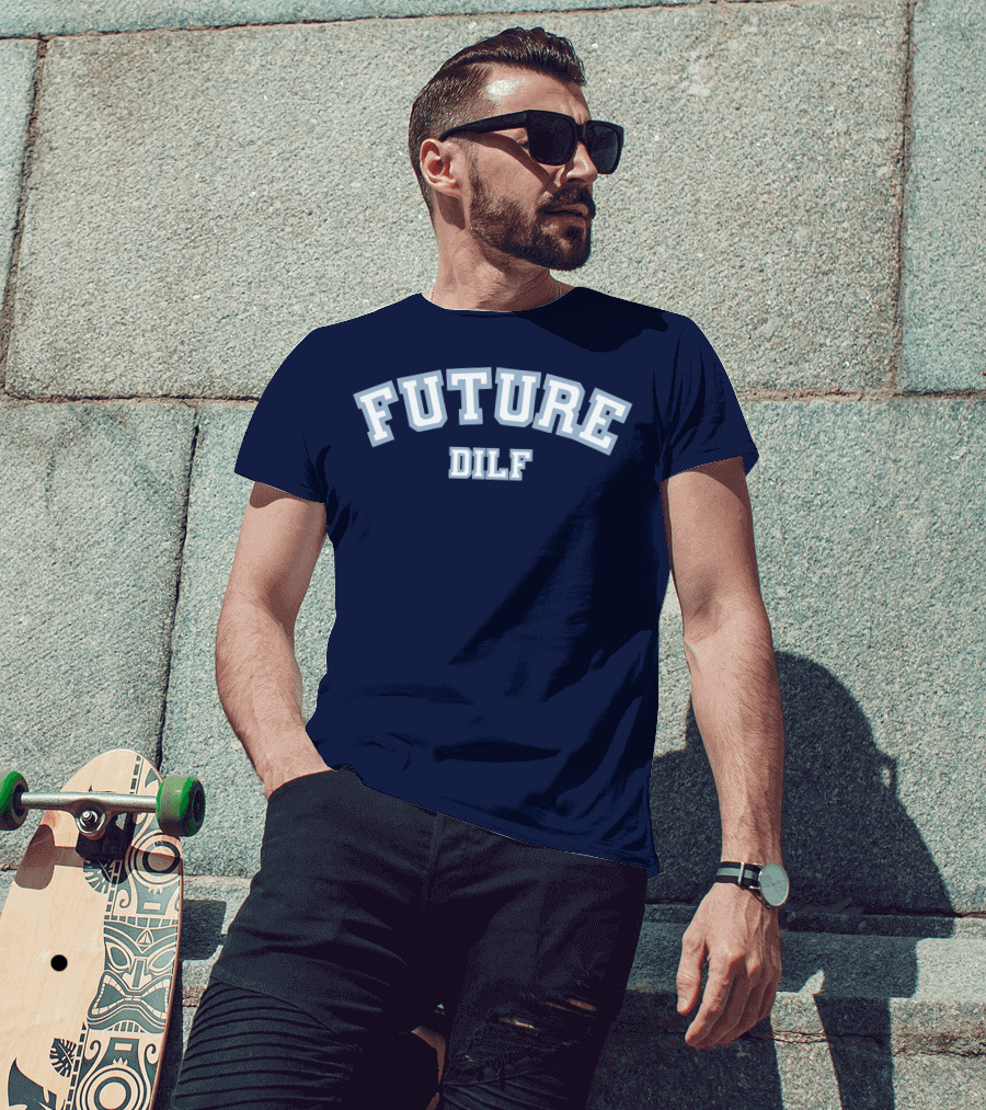 FUTURE DILF College Style Vintage Text T-Shirt