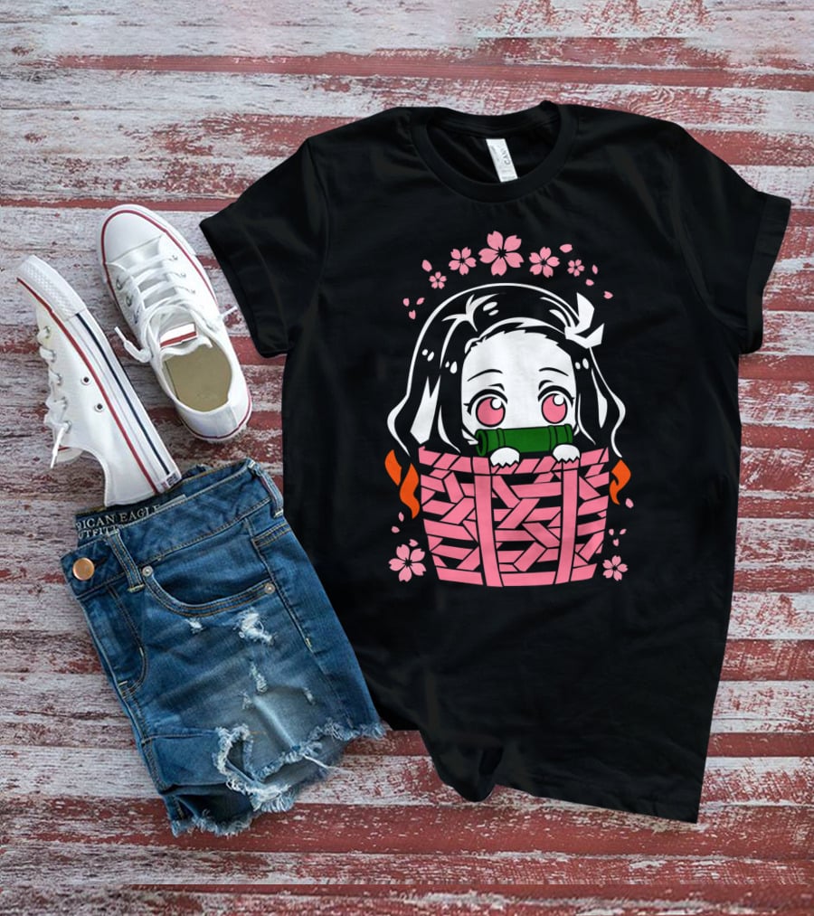 Nezuko Kamado Kimetsu No Yaiba Essentiel Cute Floral Basket T-Shirt