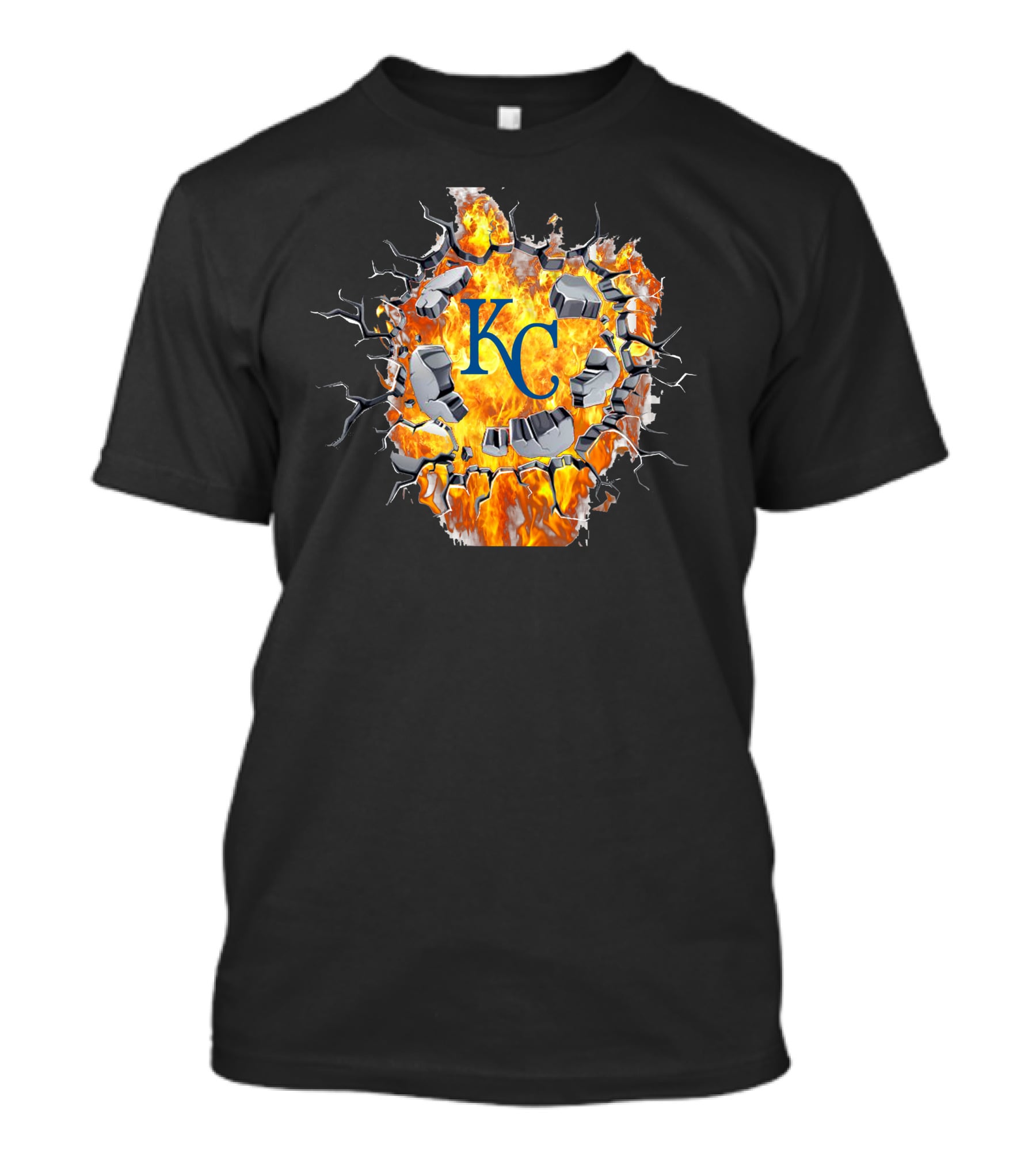 Kansas City Royals Kc Flaming Crackle T-Shirt