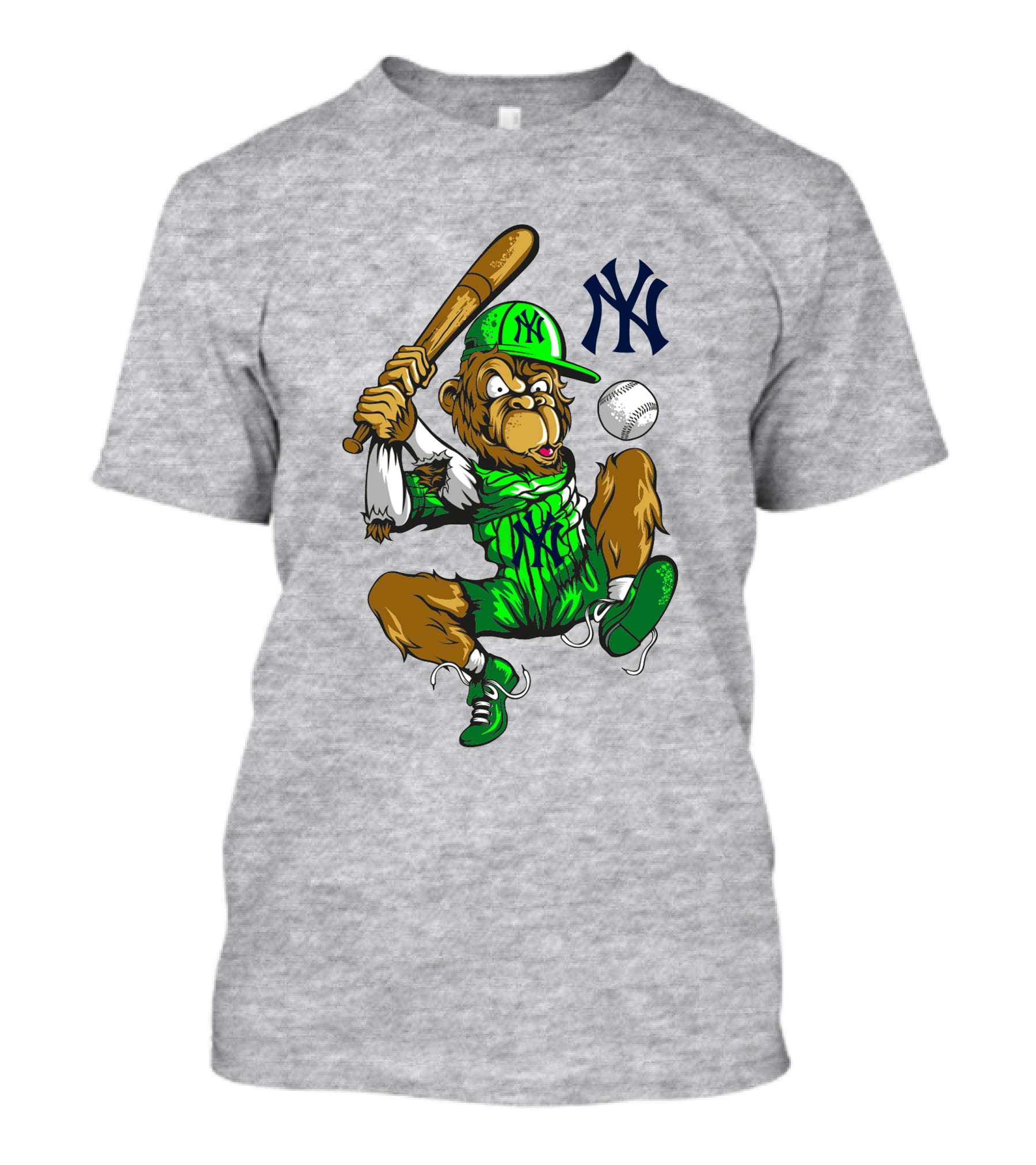 New York Yankees Home Run Monkey Swing With Logo And Baseball T-Shirt
