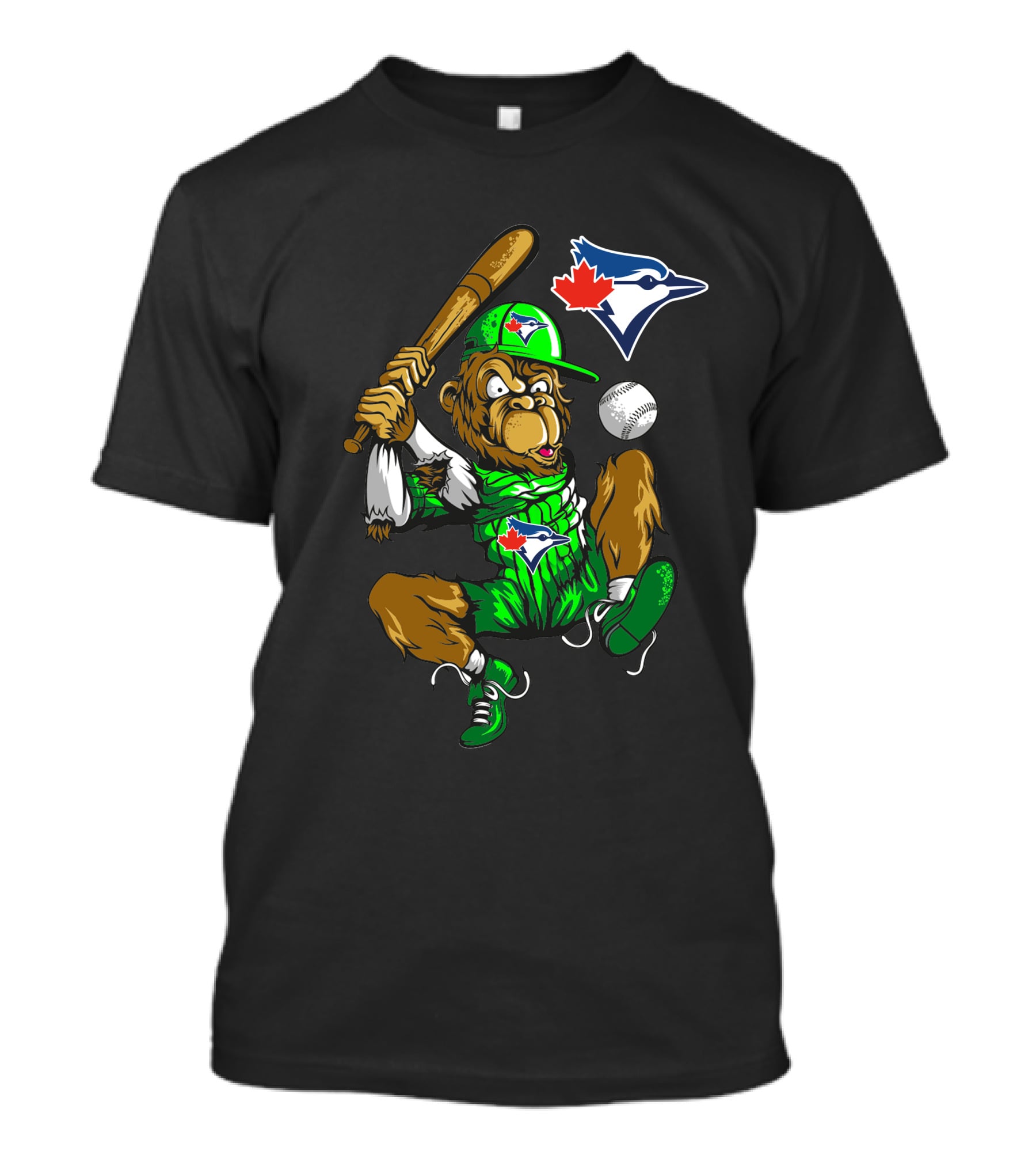 Toronto Blue Jays Gorilla Icon Swinging Bat With Logo And Baseball T-Shirt