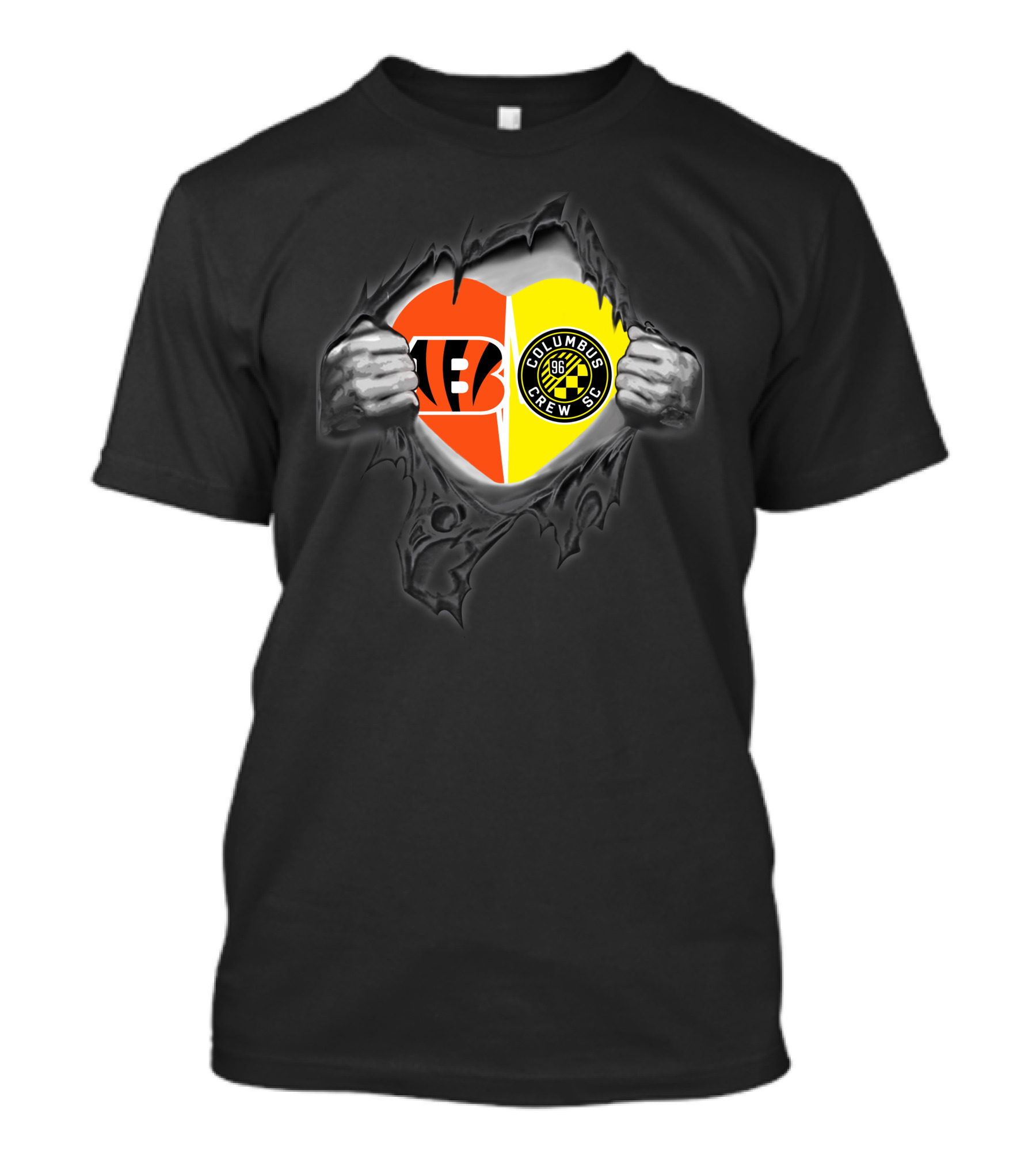 Bengals And Columbus Crew Sc Heart Logo Mashup Bengals Columbus Crew Sc T-Shirt