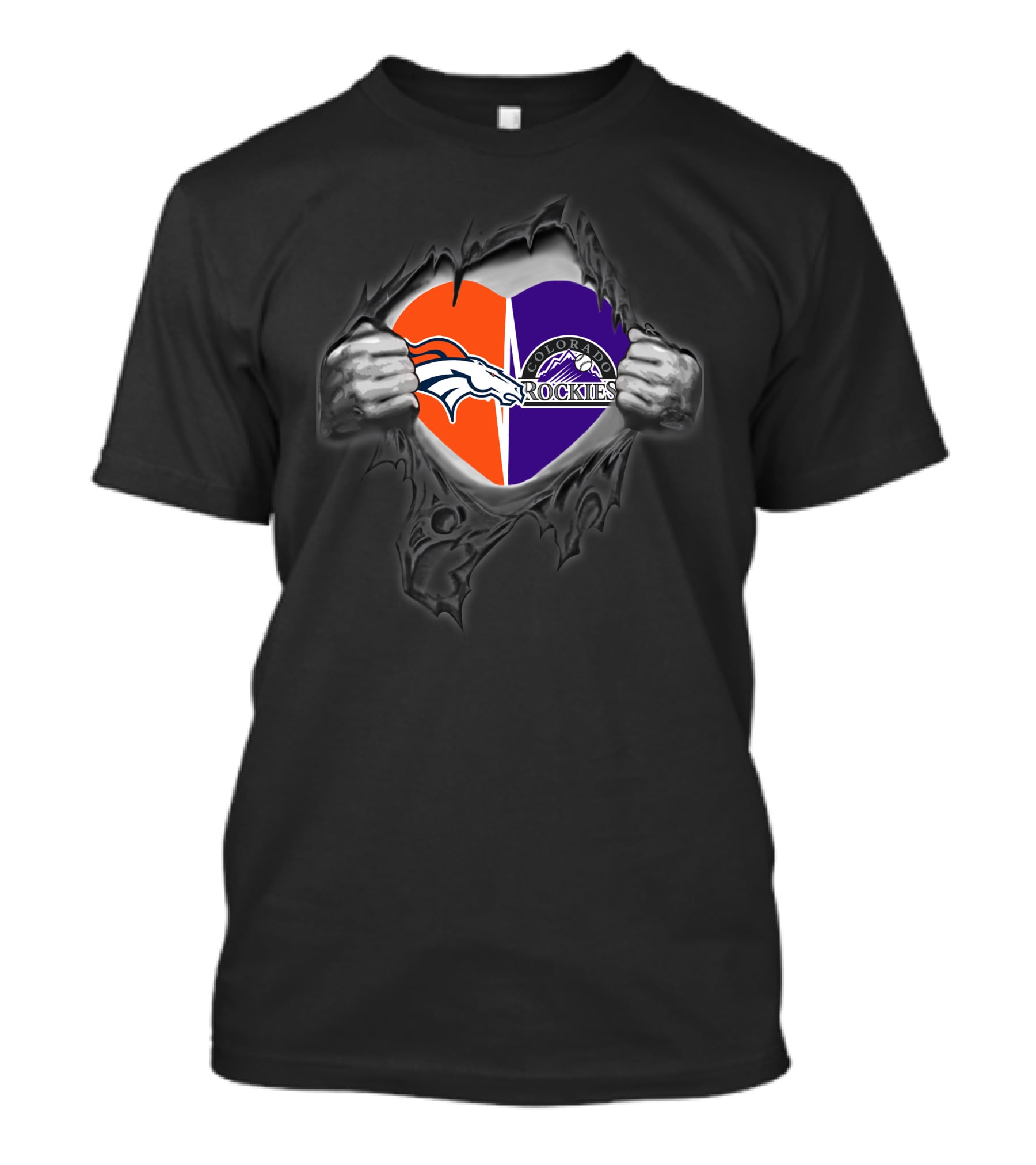 Broncos Rockies Colorado Heart T-Shirt