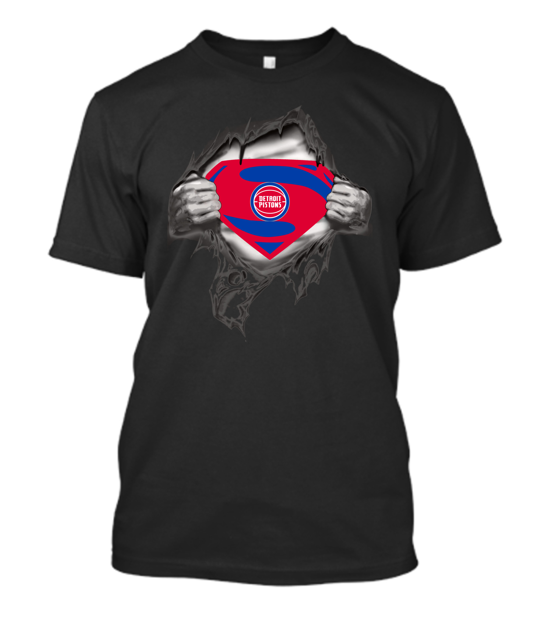 Detroit Pistons Superman Emblem Reveal Tear T-Shirt