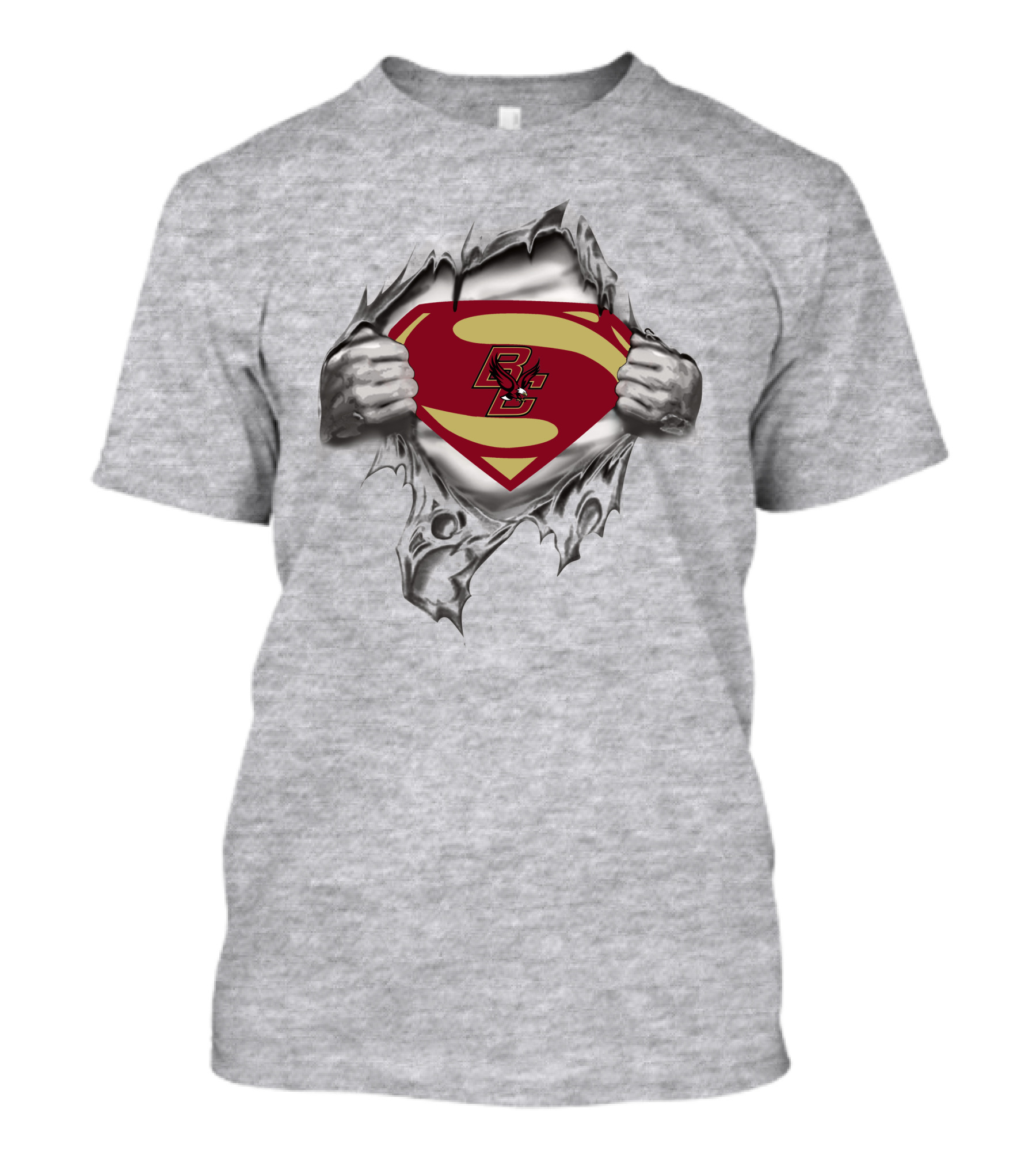 Boston College BC Superman Logo Ripped Chest T-Shirt