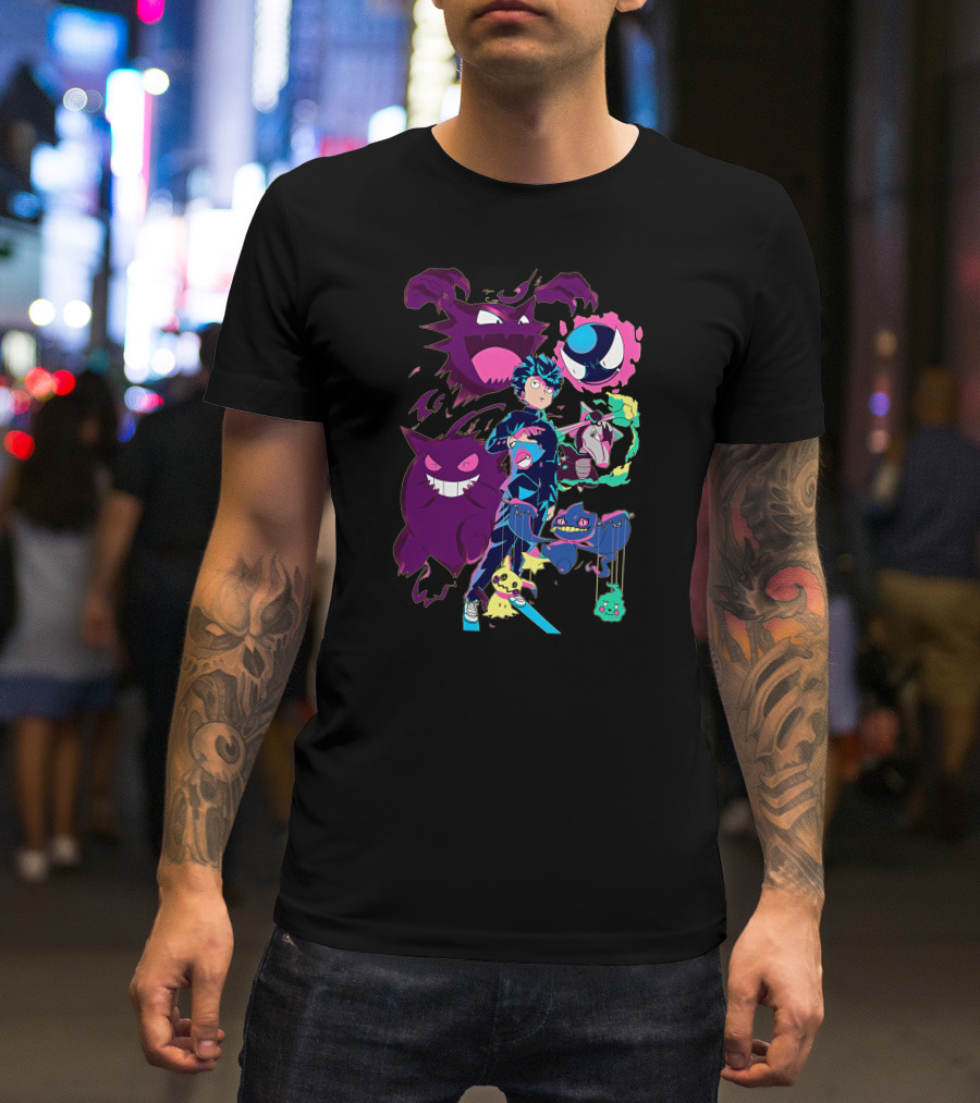 Jelly89 Limitee Pokemob Anime Character With Ghostly Creatures T-Shirt