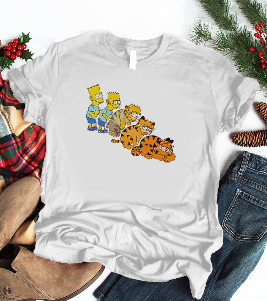 Bart Simpson Garfield Evolution Steps T-Shirt