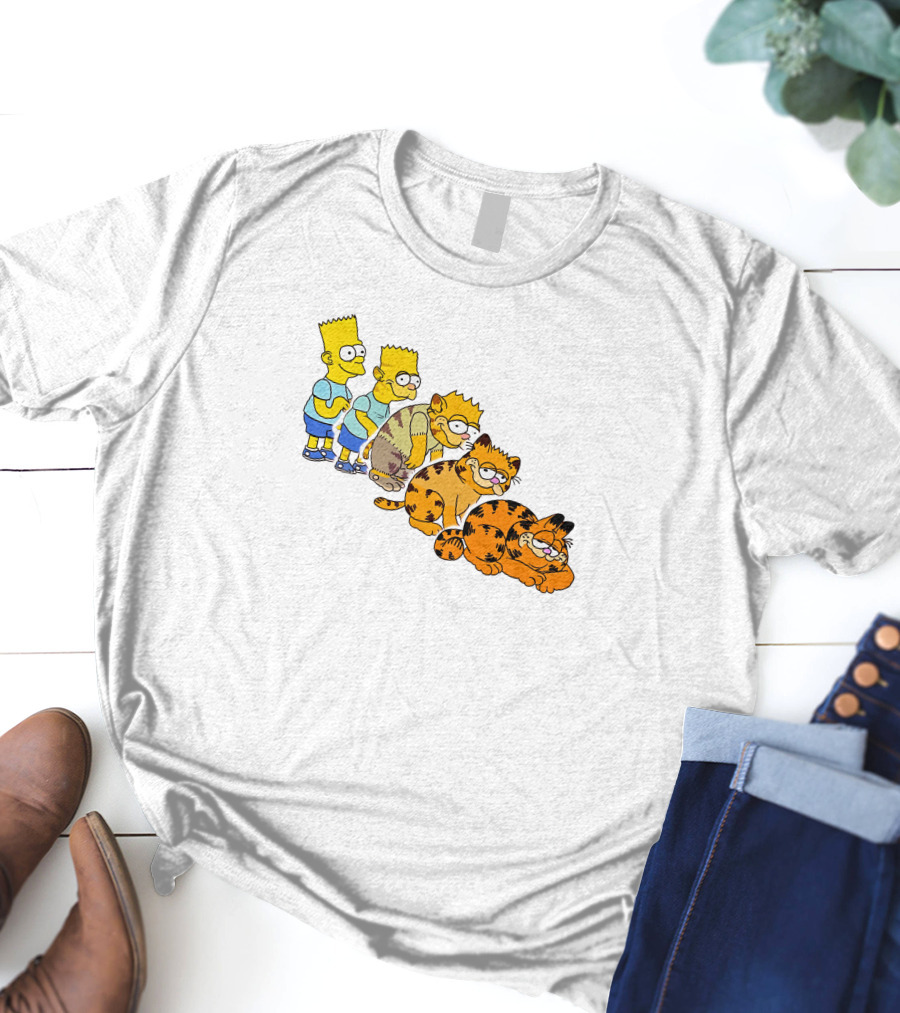 Bart Simpson Garfield Evolution Steps T-Shirt