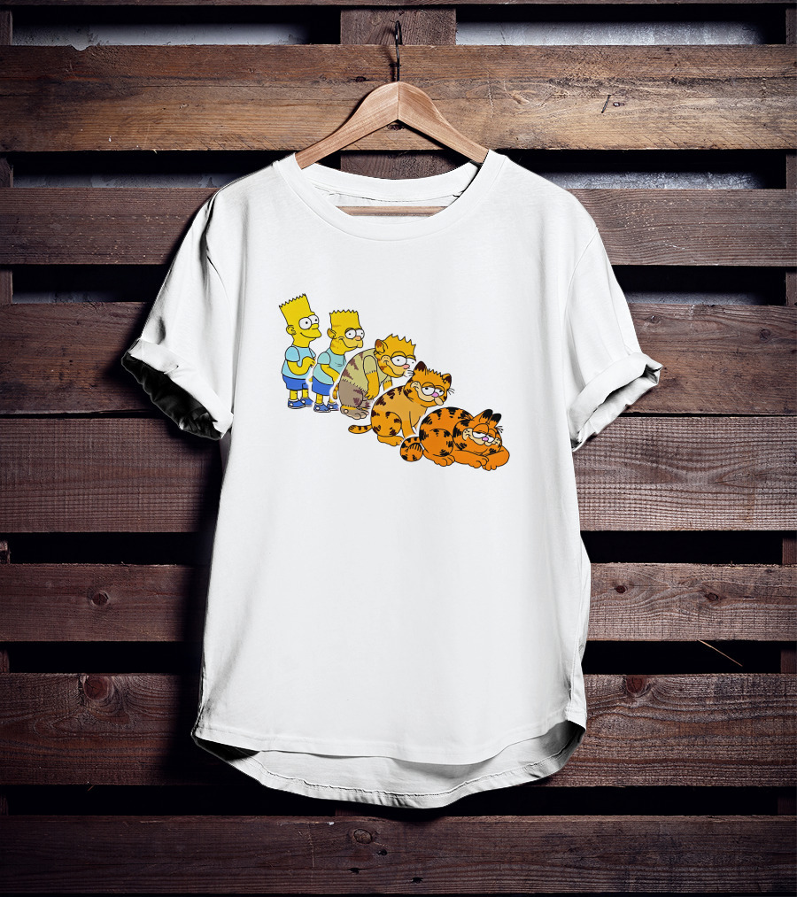 Bart Simpson Garfield Evolution Steps T-Shirt