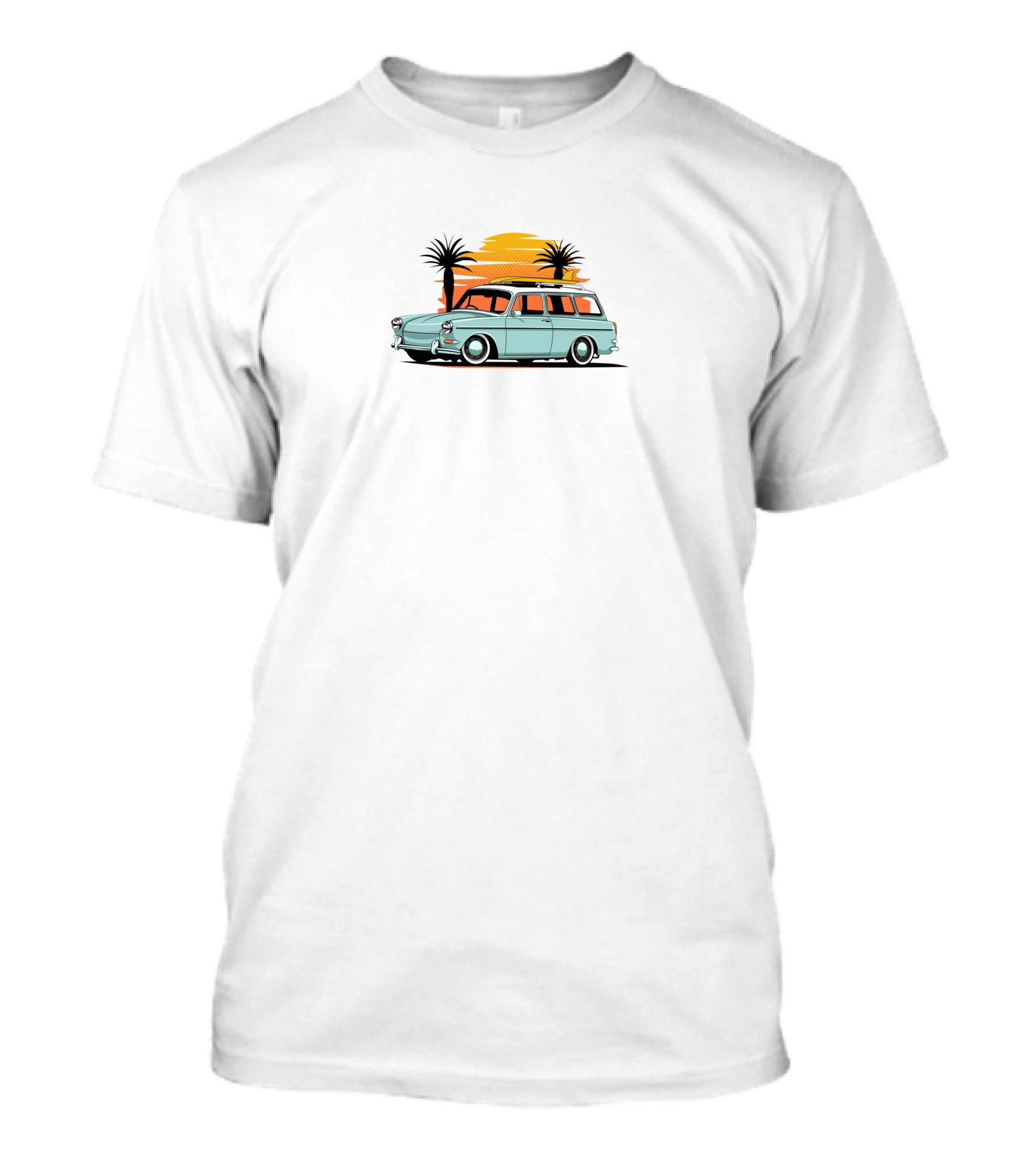 Blipshift Square Stance VW Wagon Sunset Palm Trees T-Shirt