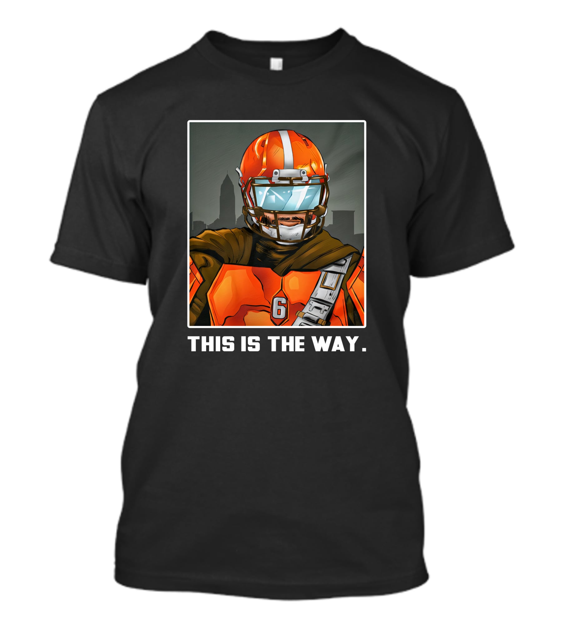 Nick Pedone This Is The Way Orange Football Helmet Visor Sci-Fi Armor 6 T-Shirt