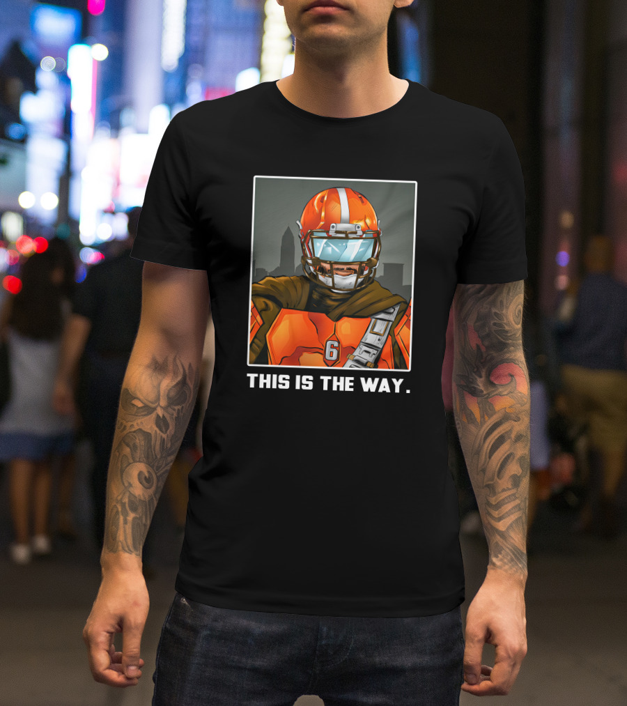 Nick Pedone This Is The Way Orange Football Helmet Visor Sci-Fi Armor 6 T-Shirt