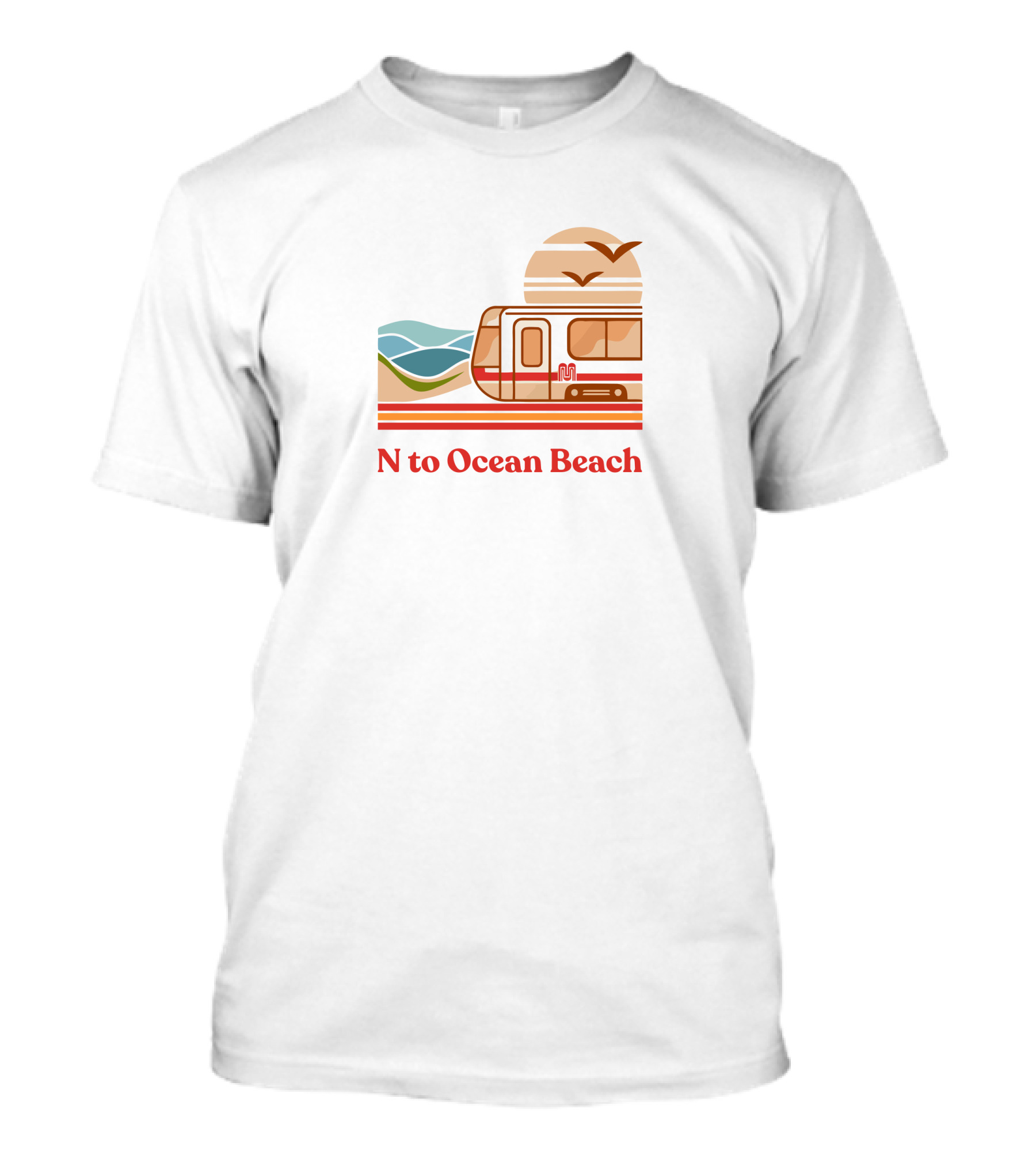 Chrisarvinsf N To Ocean Beach Tram With Scenic Coastline T-Shirt