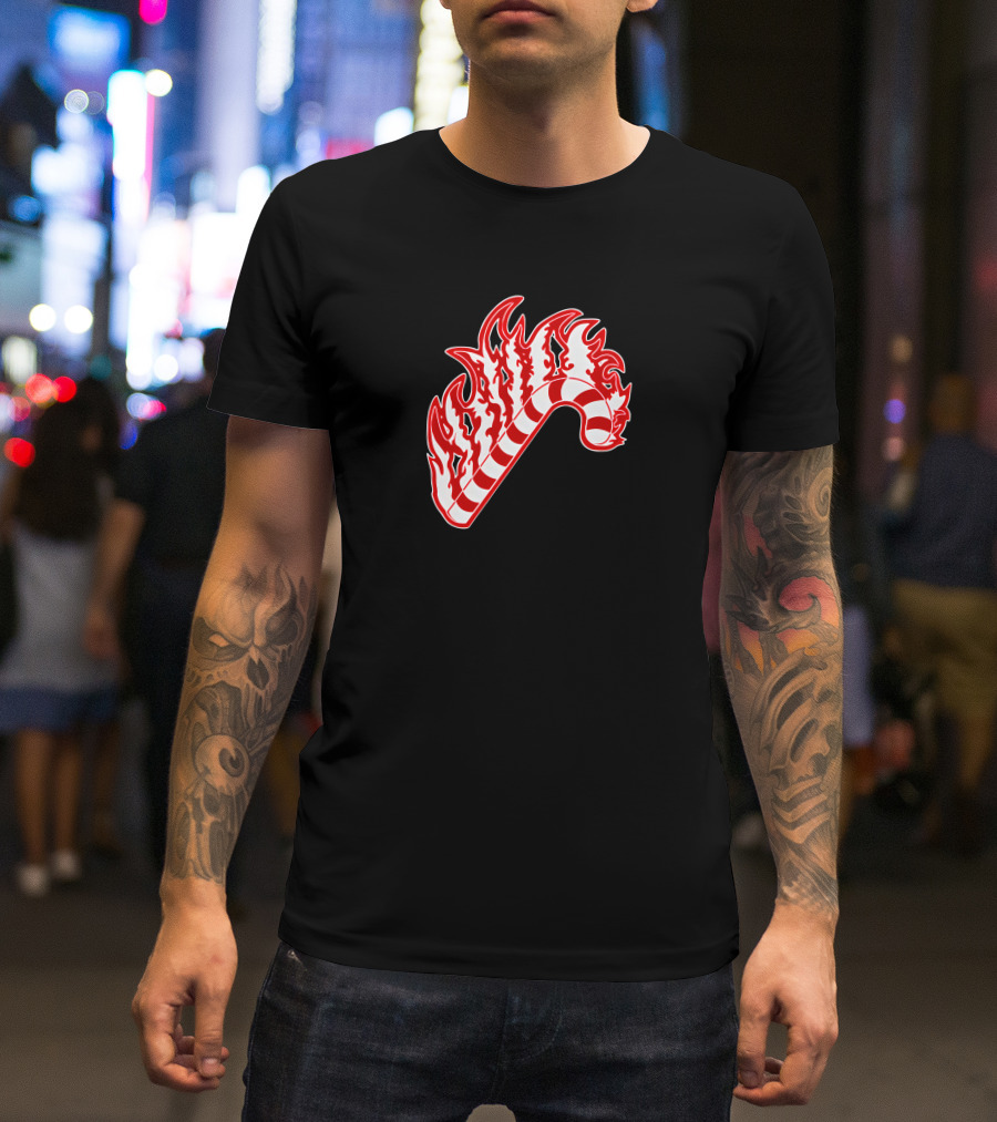 Sapnap Merch Holiday Candy Cane Flaming T-Shirt