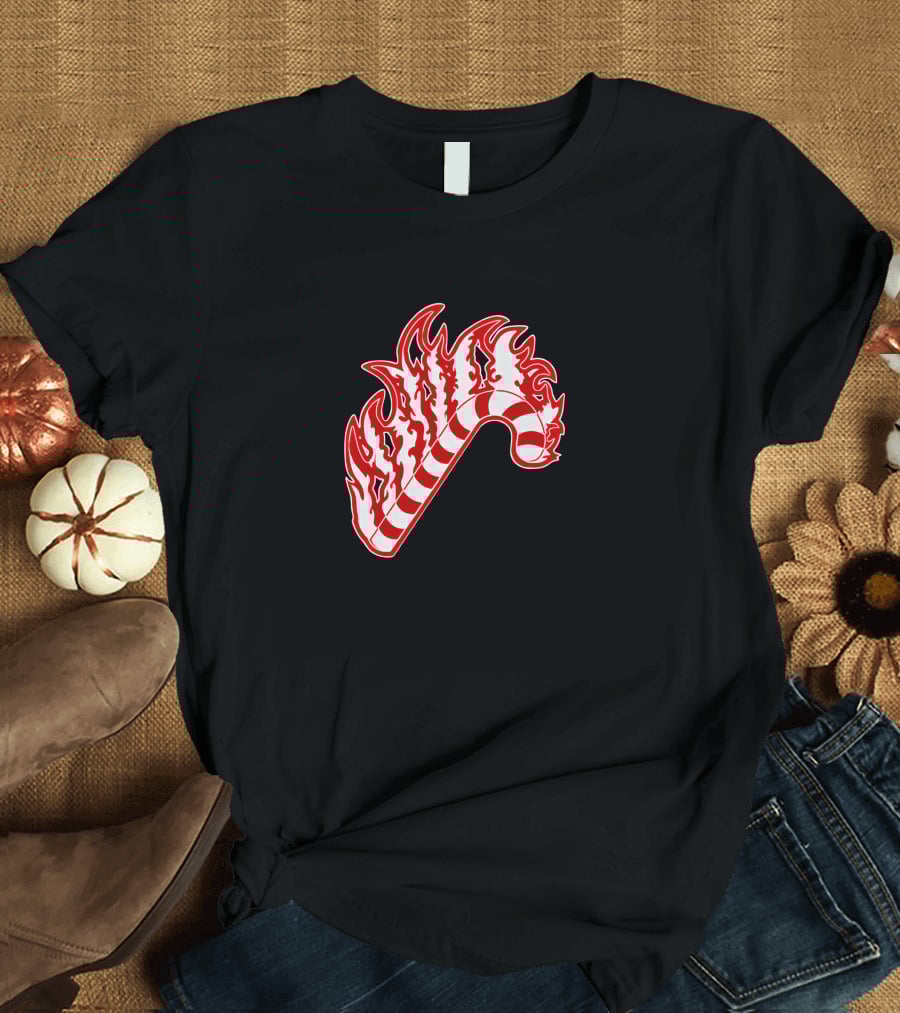 Sapnap Merch Holiday Candy Cane Flaming T-Shirt