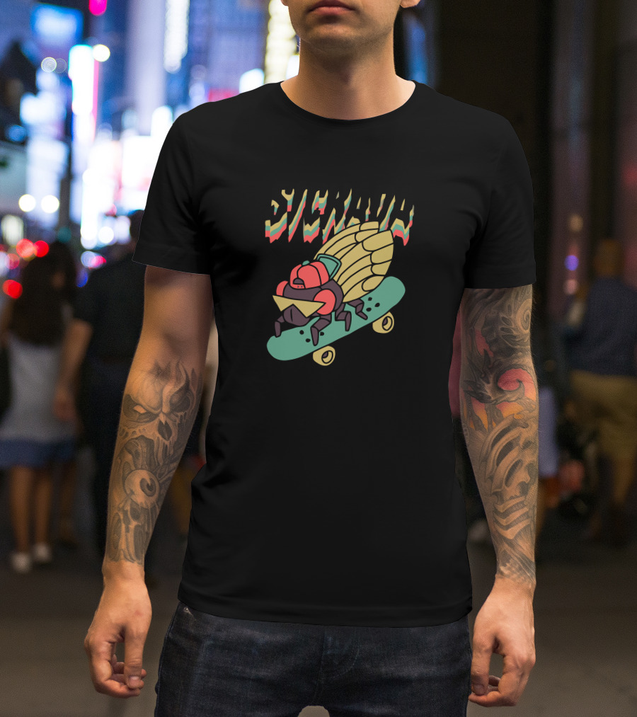 Sickada Sam King Cicada Skateboarding Fun T-Shirt