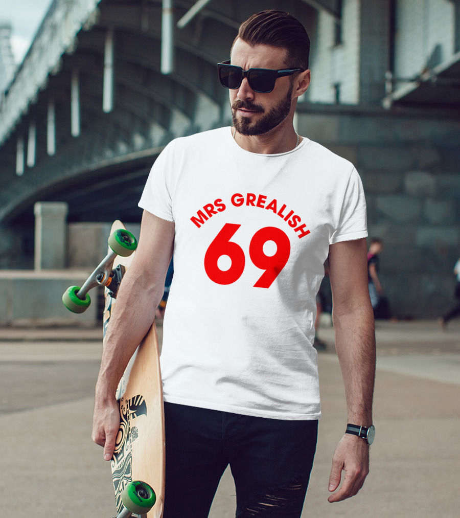 MRS GREALISH 69 Red Bold Arch Text T-Shirt