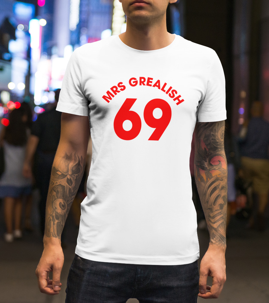 MRS GREALISH 69 Red Bold Arch Text T-Shirt