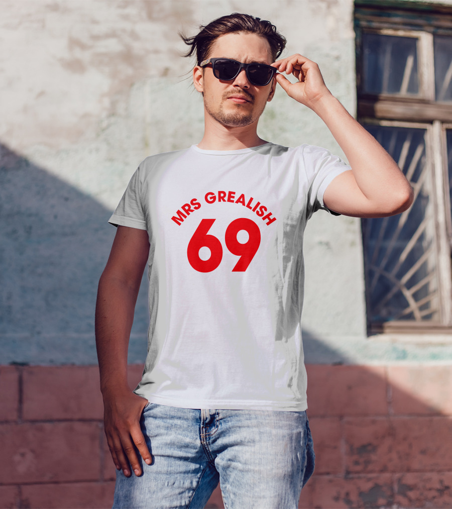 MRS GREALISH 69 Red Bold Arch Text T-Shirt
