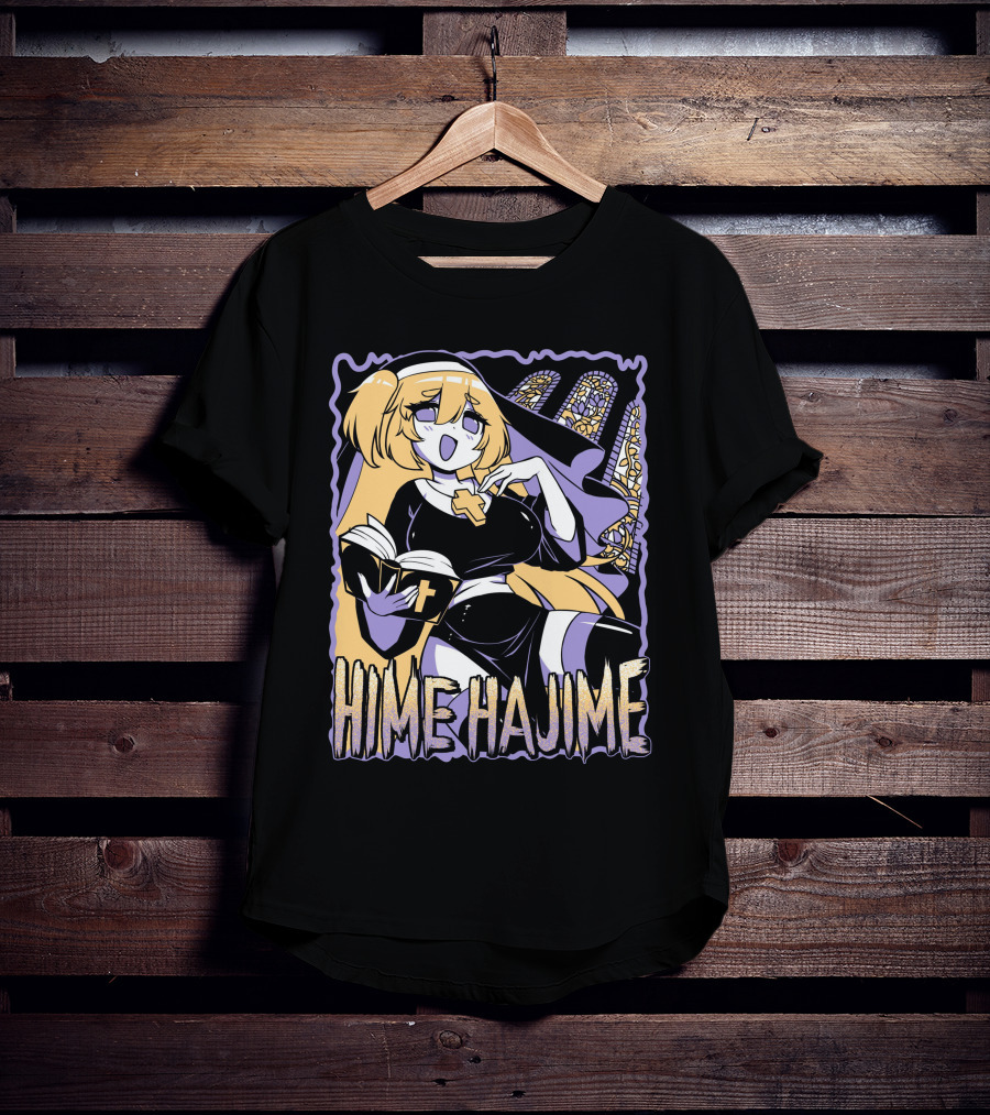 Hime Hajime Vtuber Halloween Nun Cross Book Stained Glass T-Shirt