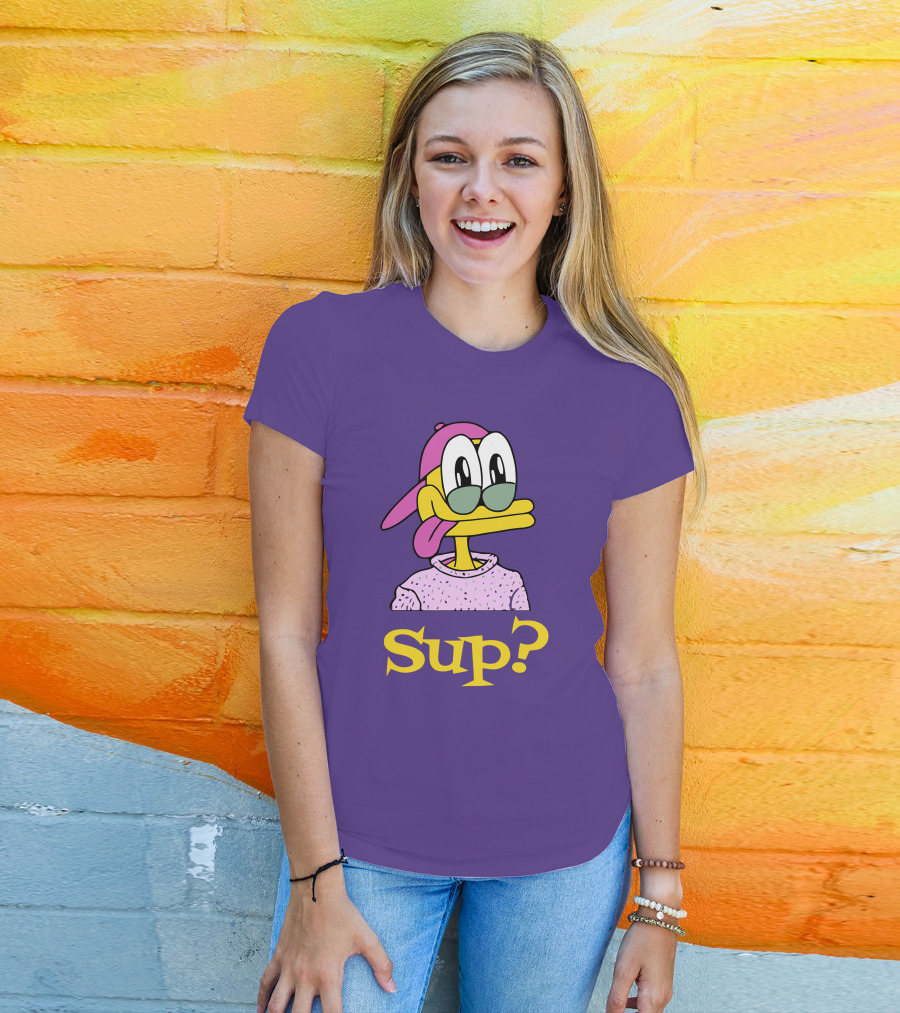 Nft Sup Ducks Purple Background Retro Cartoon T-Shirt