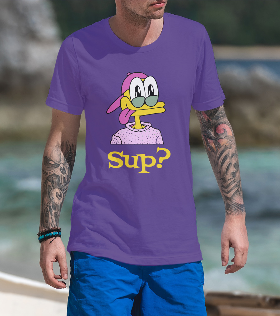 Nft Sup Ducks Purple Background Retro Cartoon T-Shirt