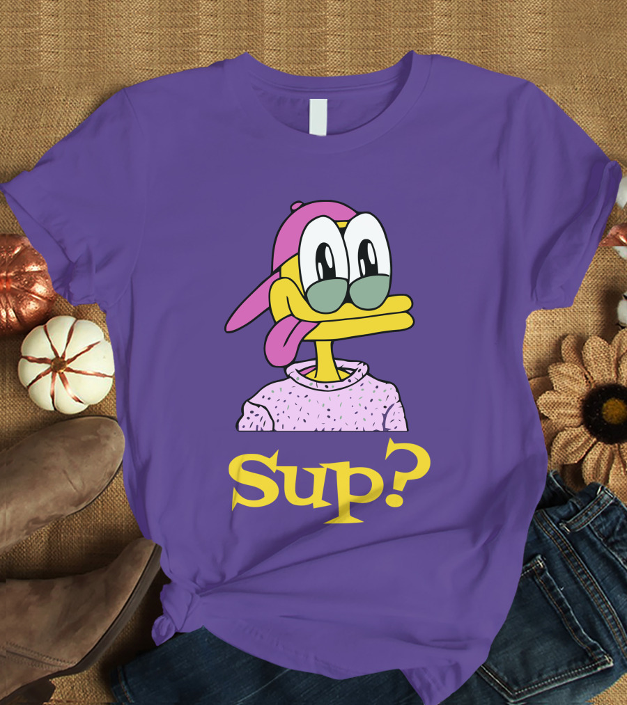 Nft Sup Ducks Purple Background Retro Cartoon T-Shirt