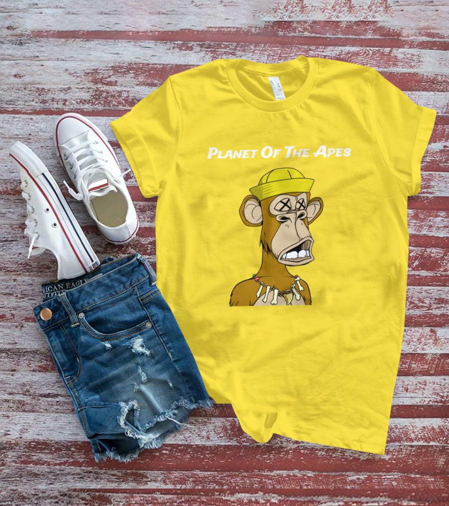 Planet Of The Apes NFT Style Yellow Hat Cross-Eyed Ape T-Shirt