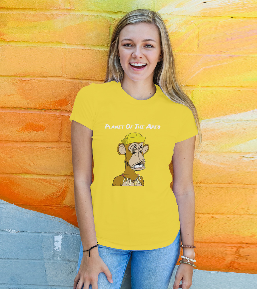 Planet Of The Apes NFT Style Yellow Hat Cross-Eyed Ape T-Shirt