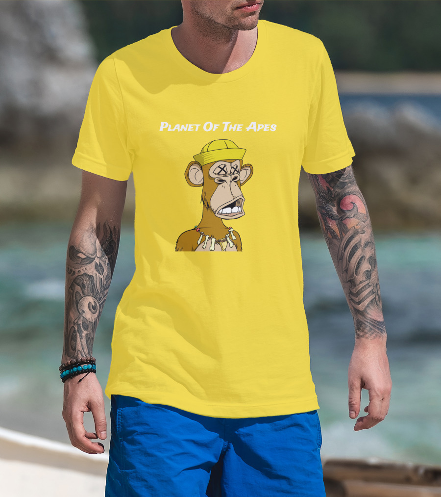 Planet Of The Apes NFT Style Yellow Hat Cross-Eyed Ape T-Shirt