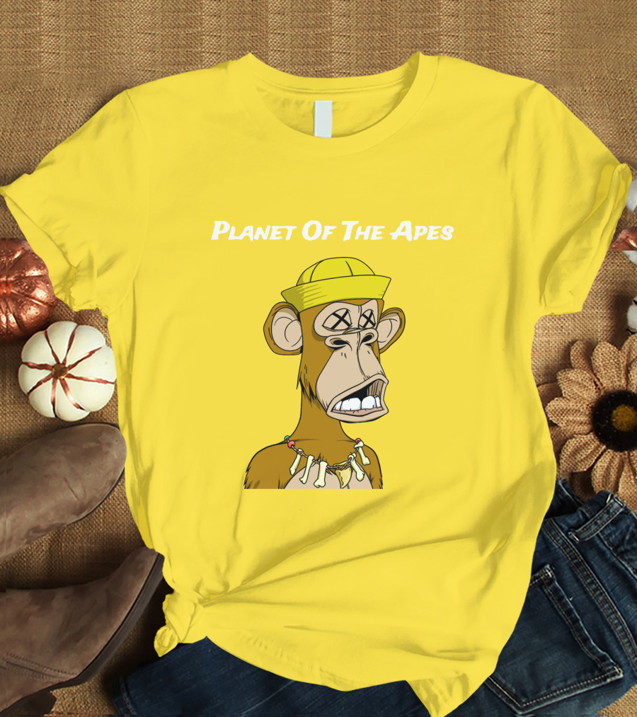 Planet Of The Apes NFT Style Yellow Hat Cross-Eyed Ape T-Shirt
