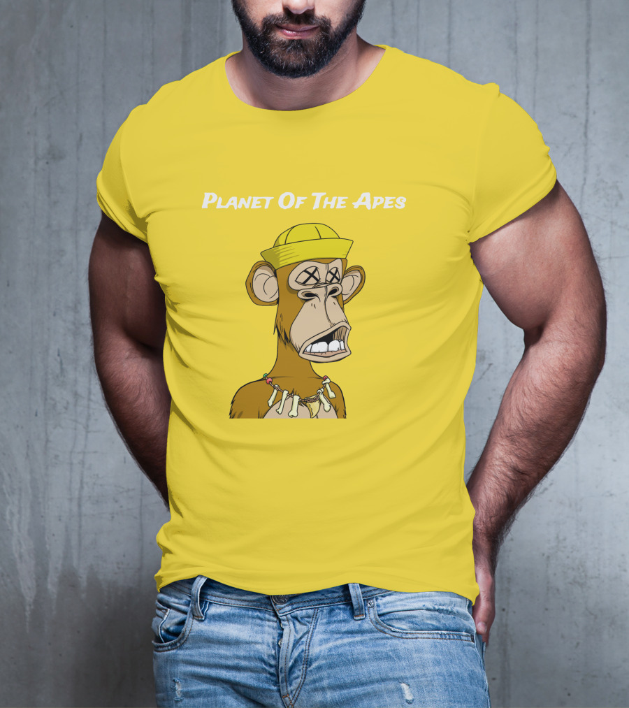 Planet Of The Apes NFT Style Yellow Hat Cross-Eyed Ape T-Shirt