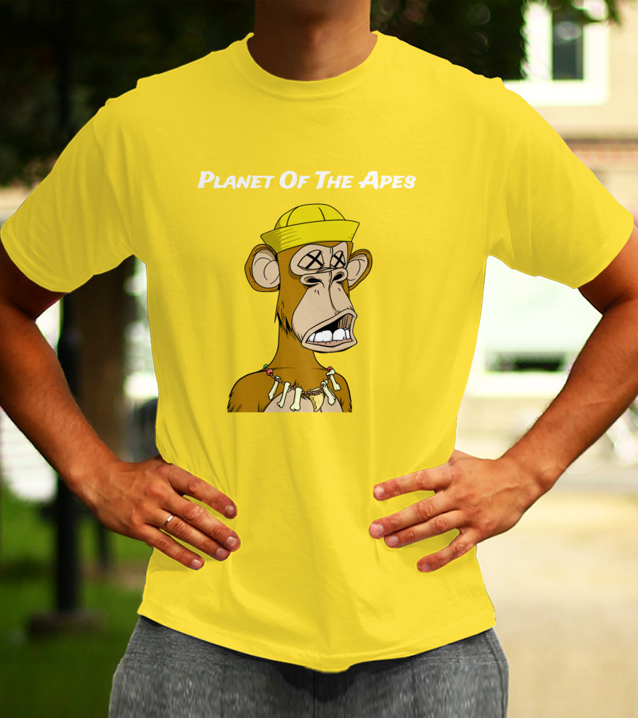 Planet Of The Apes NFT Style Yellow Hat Cross-Eyed Ape T-Shirt