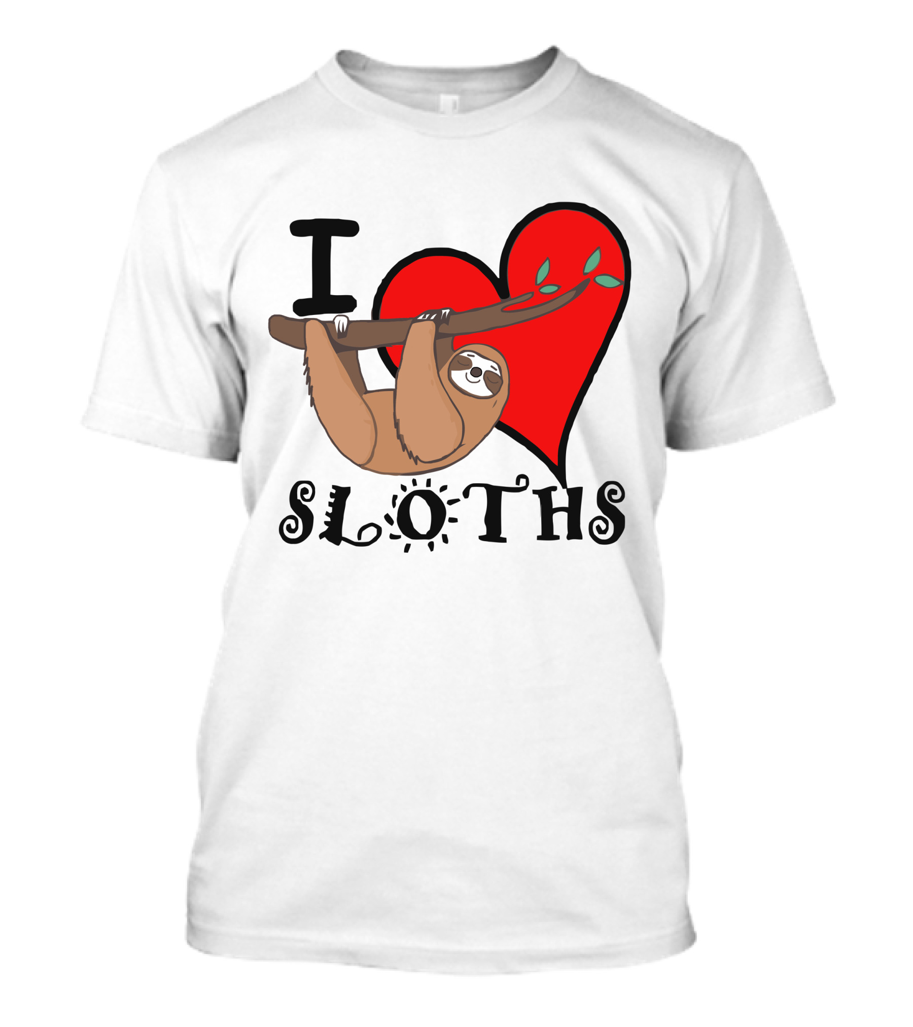 I Love Sloths Heart Hanging Sloth T-Shirt