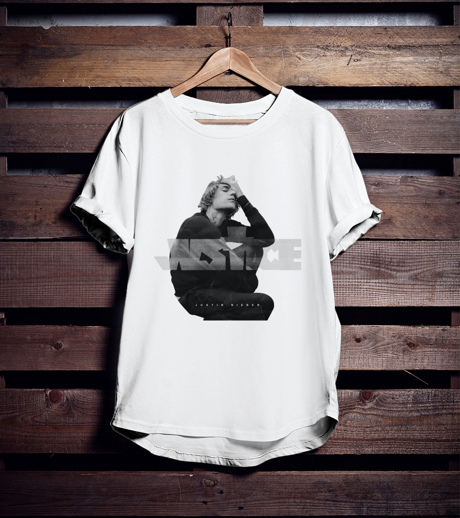 Justin Bieber Justice Album Cover Black And White Image T-Shirt