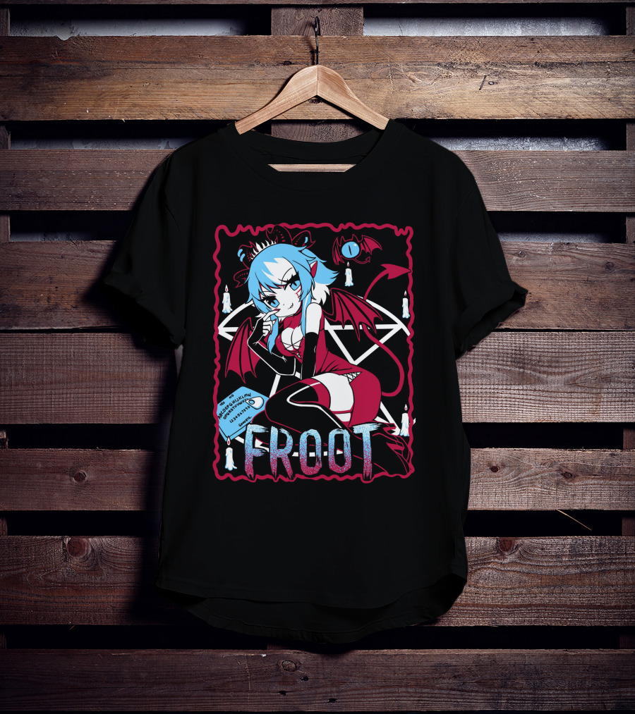 Froot Vtuber Halloween With Pentagram And Demonic Wings T-Shirt
