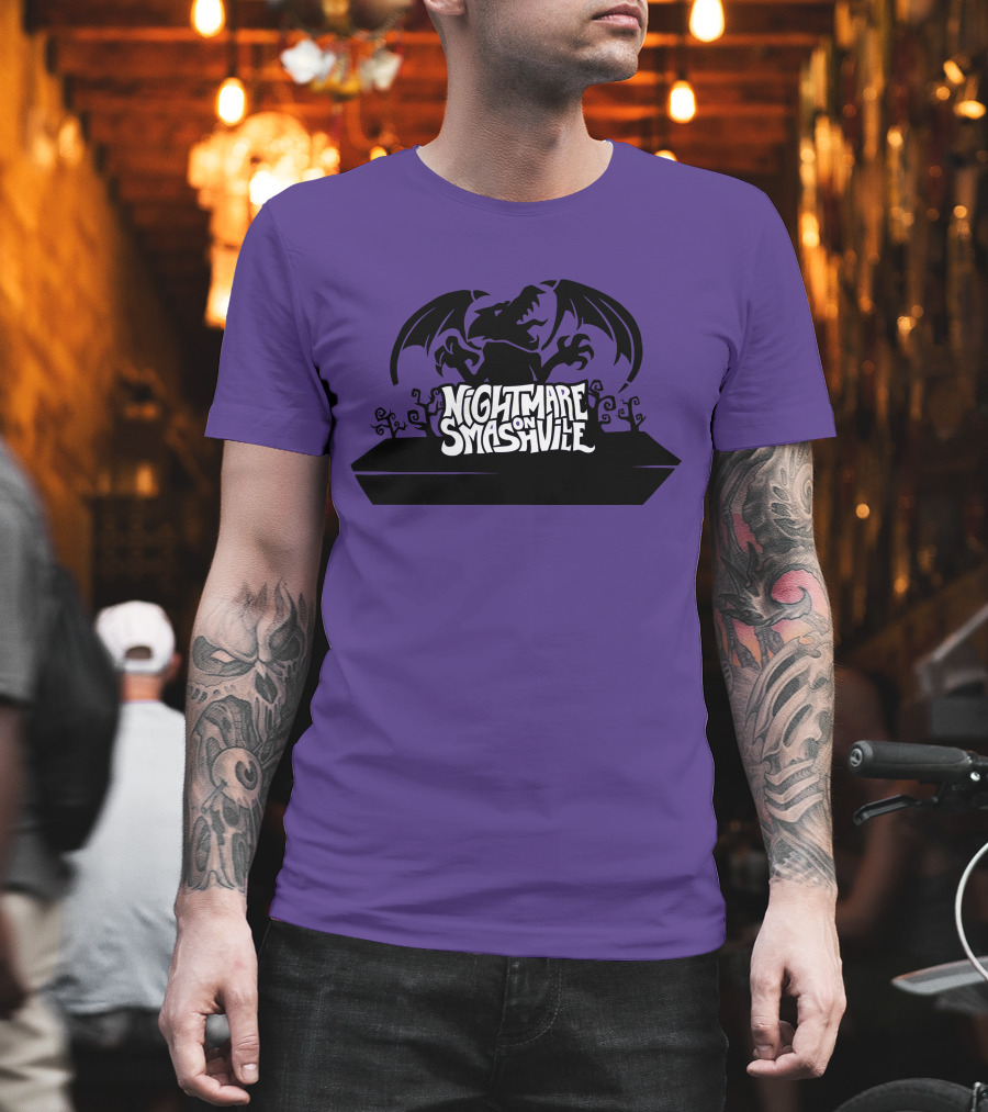 Nightmare On Smashville Purple Design Featuring Dragon And Tiny Syd Halloween T-Shirt