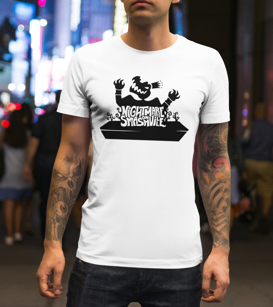 King Crocodile Nightmare On Smashville Halloween Monster Silhouette Spooky T-Shirt