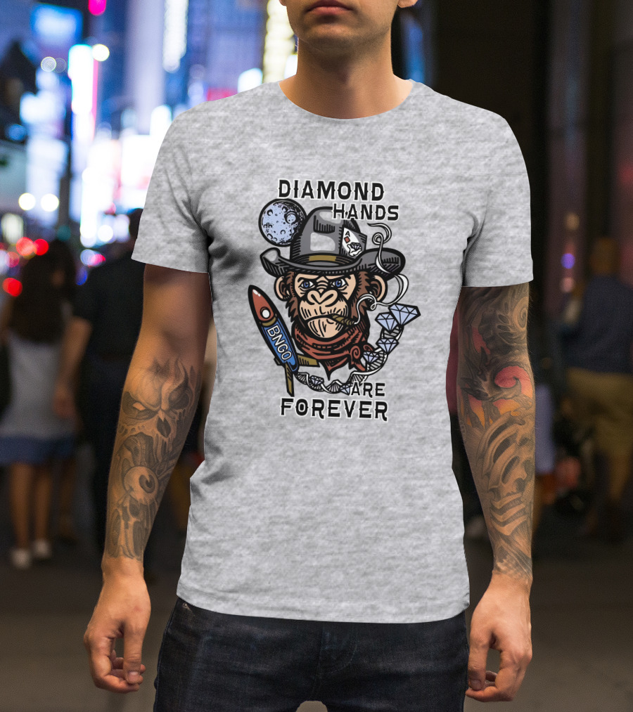 Diamond Hands Are Forever Bngo Ape Cowboy Space Rocket T-Shirt