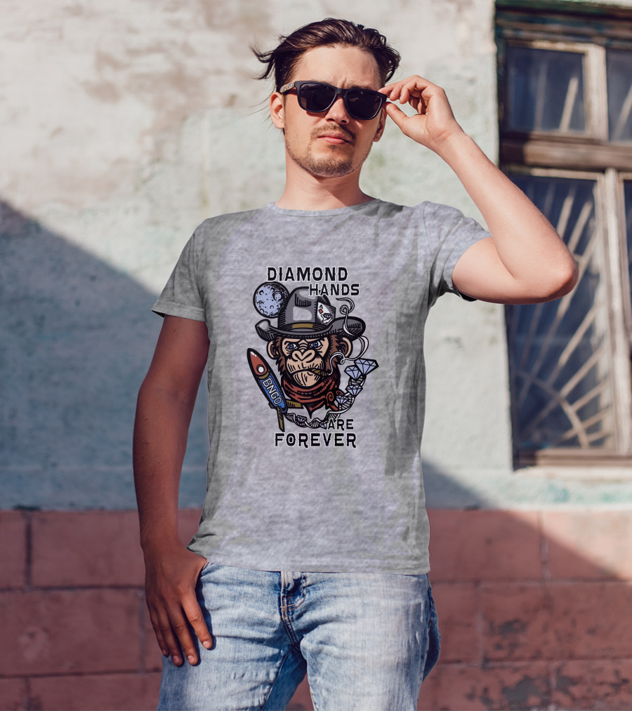 Diamond Hands Are Forever Bngo Ape Cowboy Space Rocket T-Shirt