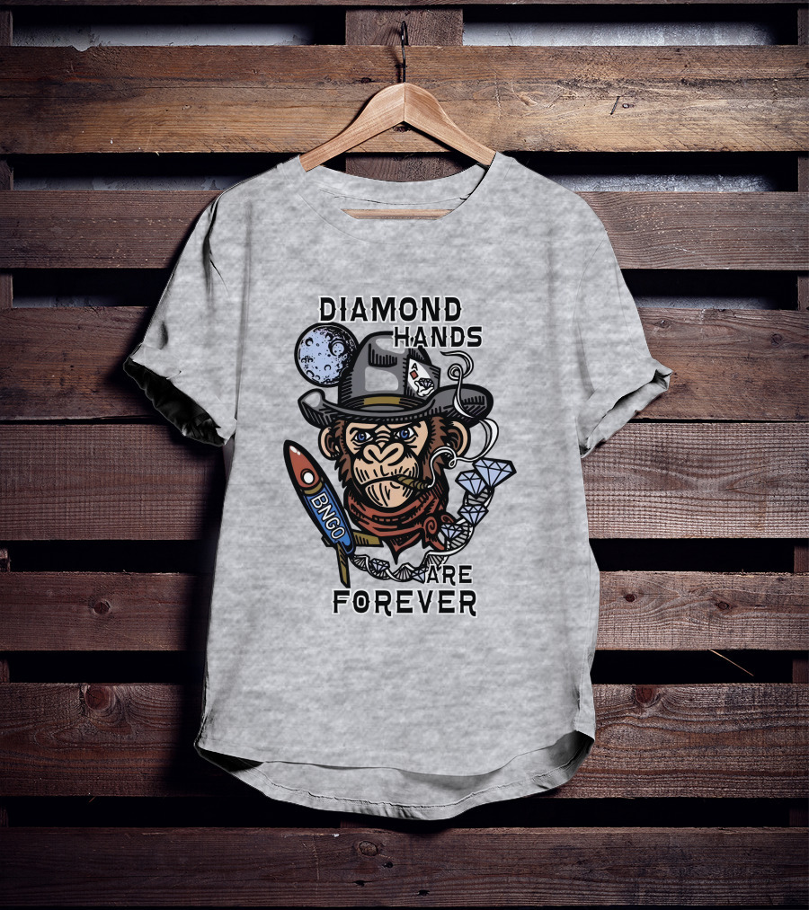 Diamond Hands Are Forever Bngo Ape Cowboy Space Rocket T-Shirt
