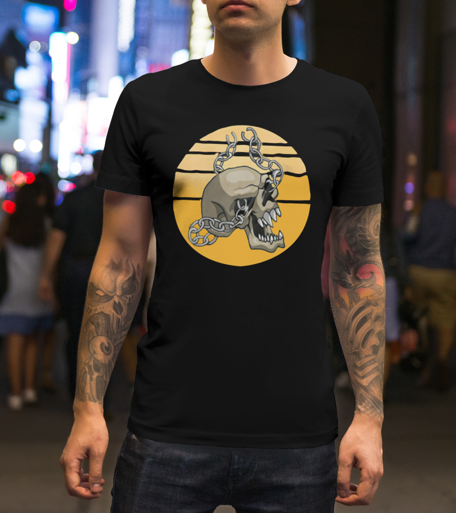 Trick Or Treat Creepy Skull With Chains Halloween Skeleton T-Shirt