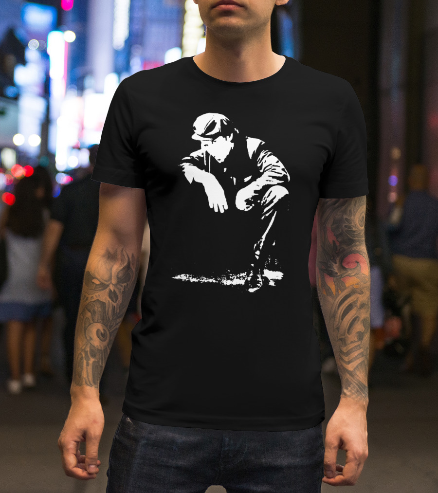 Blow Tees Hopus Tom Waits Monochrome Figure In Cap And Jacket T-Shirt