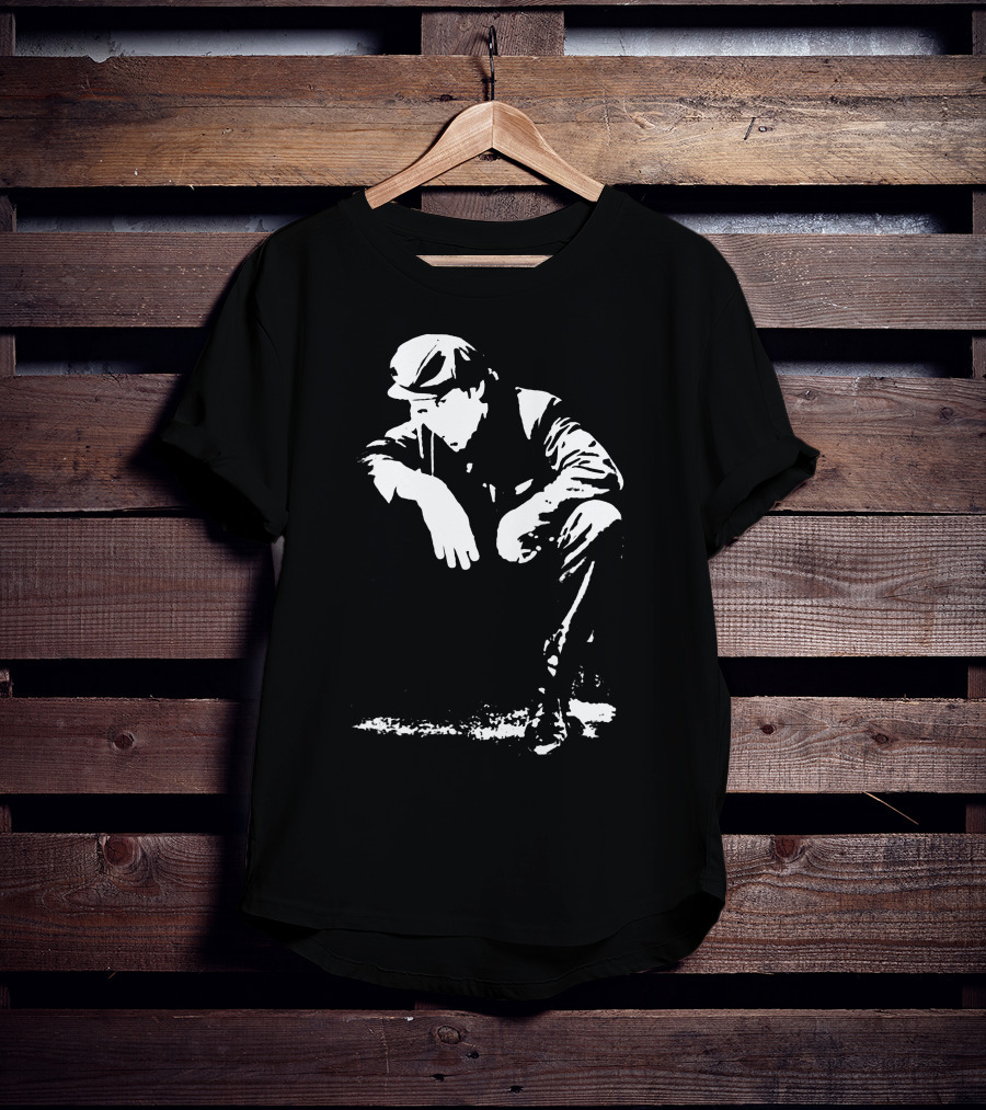 Blow Tees Hopus Tom Waits Monochrome Figure In Cap And Jacket T-Shirt
